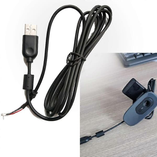 USB Reparationsudskiftningskamera Linjekabel Webcam Ledning til Webcam C270 C310 Sort Svart