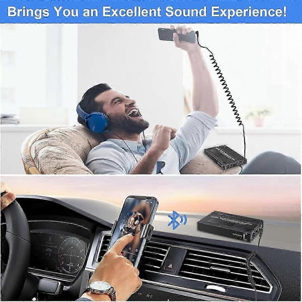 HiFi Bluetooth hörlursförstärkare Bärbar HiFi hörlursförstärkare med basvolymkontroll för MP3/MP4/[ls] Musta