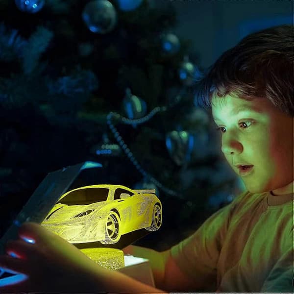 Billegetøj til drenge, racerbil 3D LED illusionslampe, natlampe til drenge – ls
