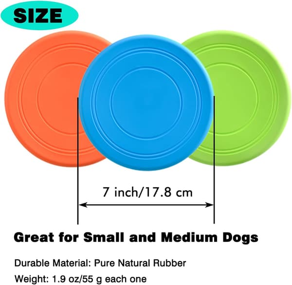 Hundefrisbee, 3-pakning Hundeflyver Hundeleke, Hund Myk Gummi Intera