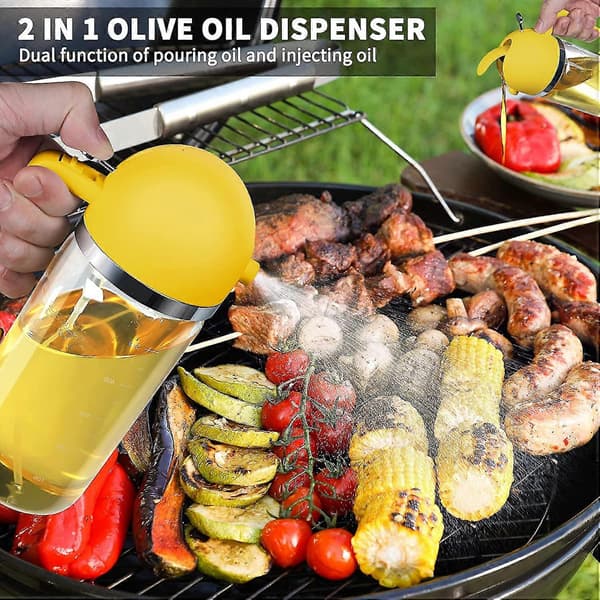 500 ml oliesprøjte 2 i 1 oliedispenser oliesprayflaske til madlavning[ls] Yellow