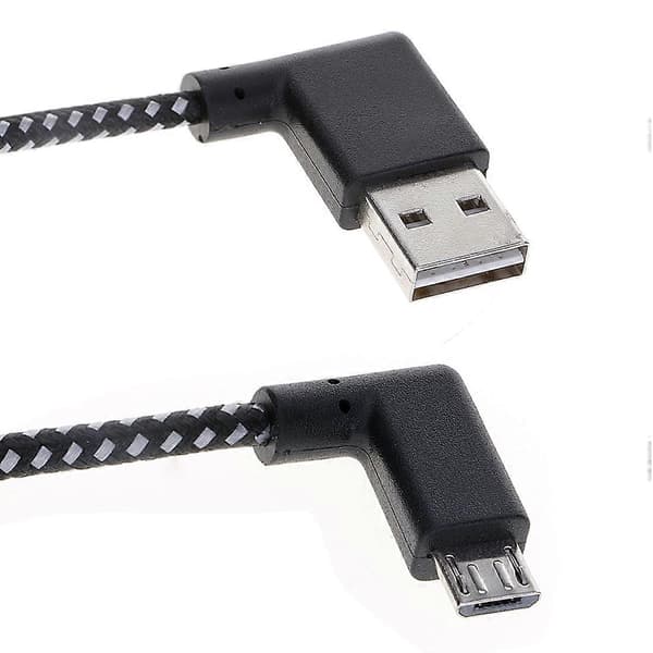 2m 2A USB til Micro USB Vævet Stil Dobbelt Albue Data Synkroniserings Opladerkabel, Til Samsung / Huawei / Xiaomi / Meizu / LG / HTC (Sort) Black