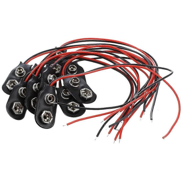 10 stk. Pp3 Mn1604 9V 9 batteriholder snap-on-kontaktkabel svart – LS