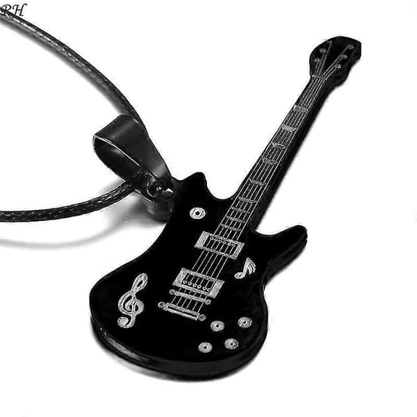 Mode 316L rustfrit stål guitarhalskæde til mænd vedhæng læderkæde mænd halskæder[ls]