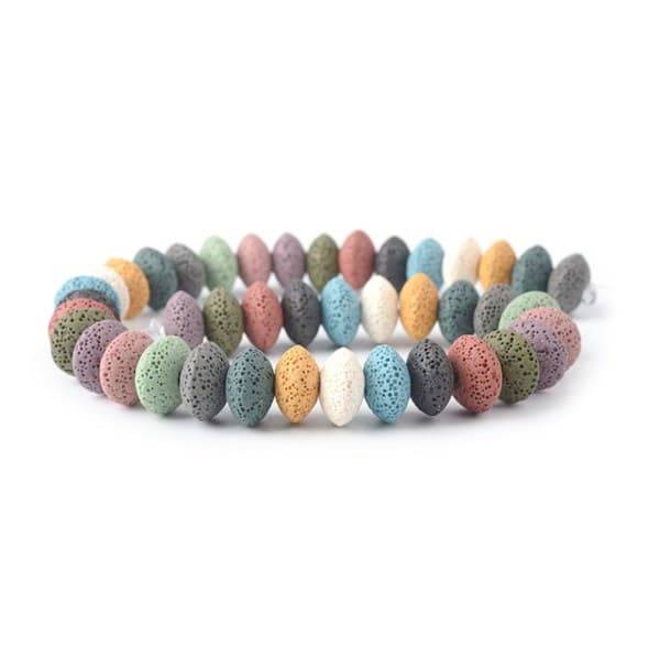 Naturlige lavaperler, flate runde store hullperler stein—ls