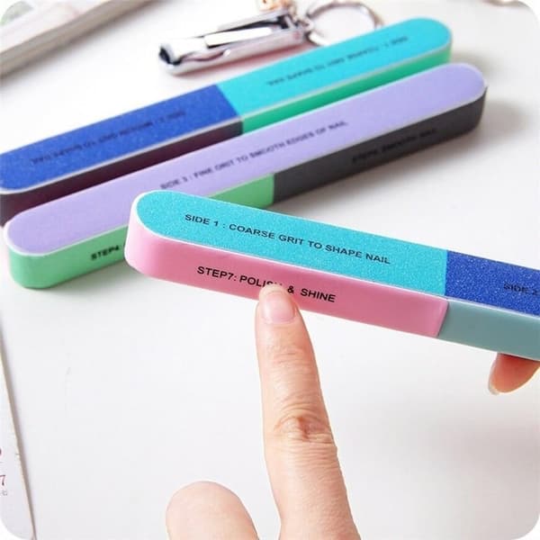 6 stk Professionel Alt-i-én Fil og Buffer Emery Board Manicure Pedicure Værktøj og Neglebufferfil Negleplejeværktøj Tilfældig Farve—ls