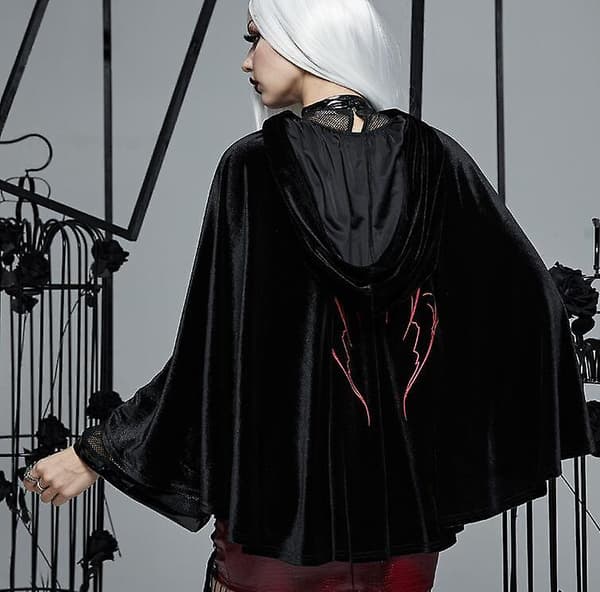 Dame Batwing Trykt Løs Kappe—ls Black