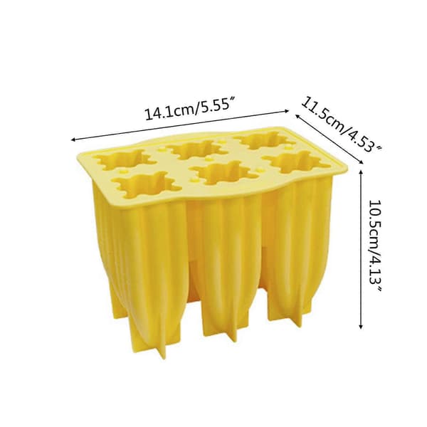 6-hulls iskrem silikonformer DIY isbrett isbitformer ispinner former matkvalitetsmateriale form håndlagde dingser gul—ls Yellow