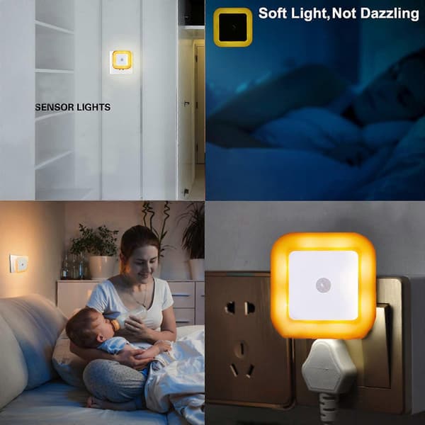 Väggmonterad LED-nattlampa med skymningssensor, automatisk sensorlampa för barn, sovrum, badrum, hall, trapphus (varmvit)—ls