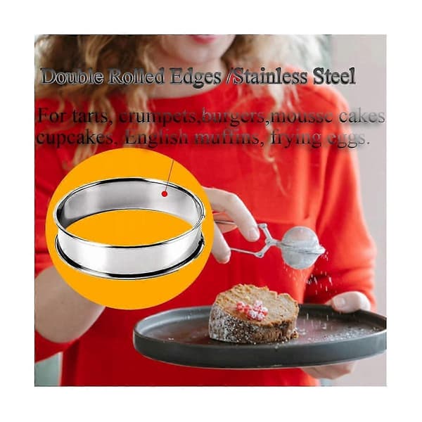 3.15 Tommer Muffinsforme Crumpetforme, 8 stk. Muffinsforme i Rustfrit Stål Dobbeltvalset Tærtering