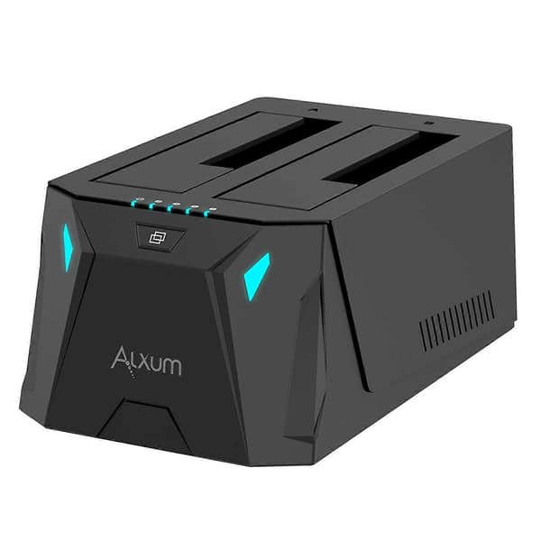ALXUM USB C til SATA Dual-bay Harddisk Dockingstation til 2,5/3,5 tommer SSD HDD USB 3.0 Harddisk Dock med Offline Kloning 36TB—ls US Plug