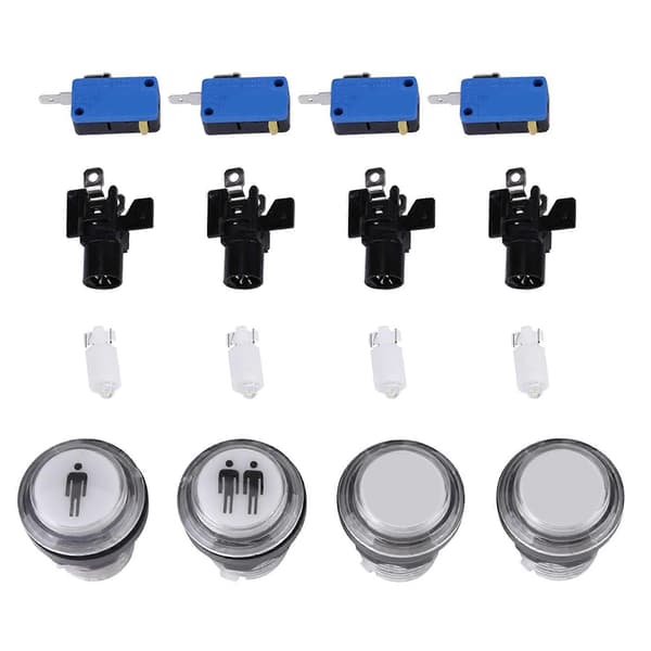 4 x LED Start Trykknap Sæt Del 1 Spiller 2 Spiller LED Møntknapper til Arkade—ls