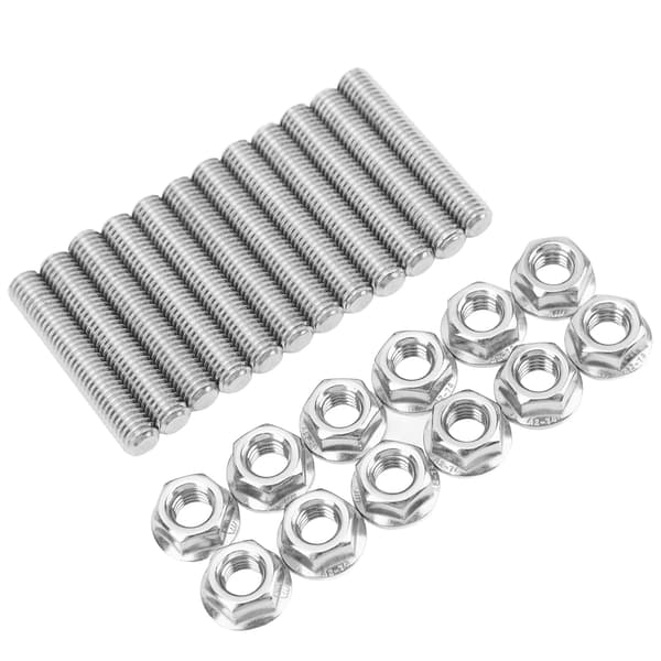 12 stk. sett med sylinderhodebolter i rustfritt stål, eksosmanifold-pinnbolter, erstatning for Chevy V8 LSX LS1 LS2 LS3 LS6 LS7