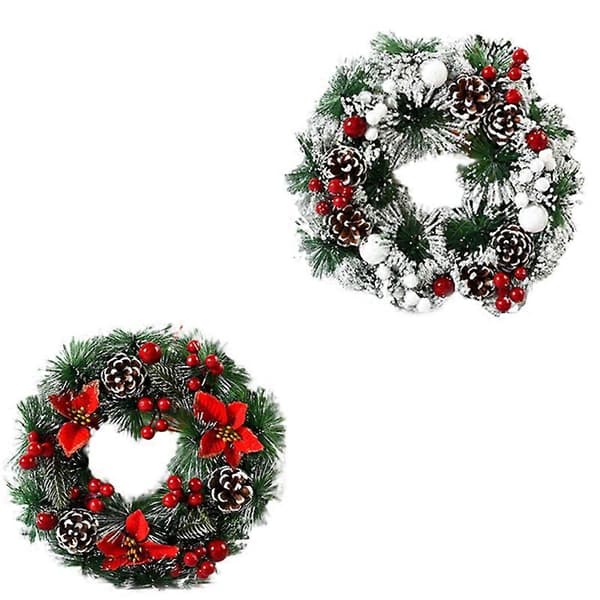 Julekrans, julekrans utendørs ved ytterdøren, julekrans, julefestdekorasjon D