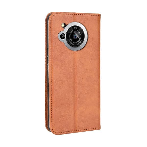 Til Sharp Aquos R7 Magnetisk Spænde Retro Tekstur Læder Telefoncover Brown