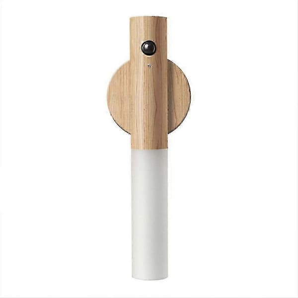 Bevægelsessensor Smart Baton LED-lys Lampe Trådløs Magnetisk Base USB Genopladelig White Ash Wood