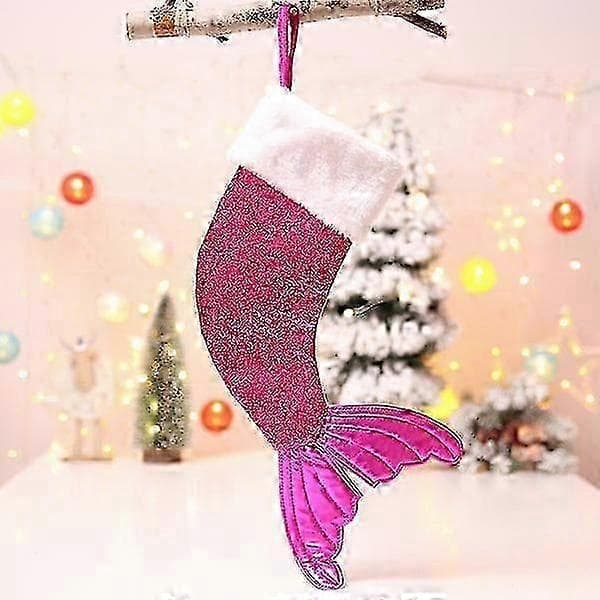 Paljett Fishtail Julstrumpa Dekoration Julstrumpa (Rosa)