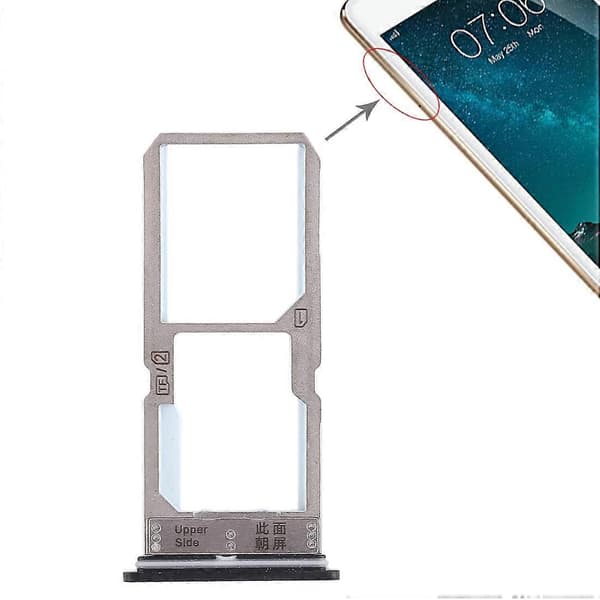 For Vivo Y67 SIM-kortskuff + SIM-kortskuff / Micro SD-kortskuff Black