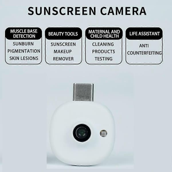 Mini UV-kamera til Type-C-telefon Synlig ansigtssolcremebeskyttelse Bærbart UV-kamera til solcremetest – ls White