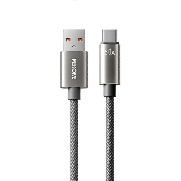 WK WDC-63a 66W USB til Type-C hurtigopladningsdatakabel, længde: 1,2m Grey
