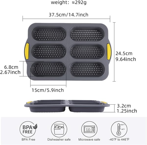 6-hullers silikoneform til pølsebrød, non-stick og ovnsikker bageform til hjemmelavede brød, perfekt formet rullemaskine