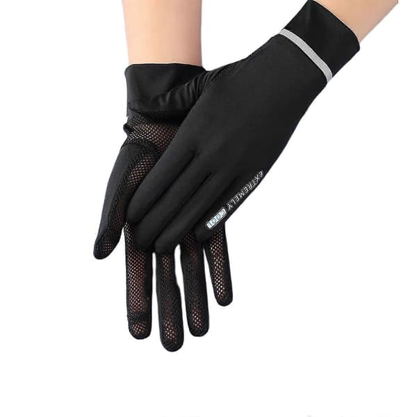 Sommer udendørs handsker, åndbare handsker i mesh til strandferie – ls Black Reflective Strip