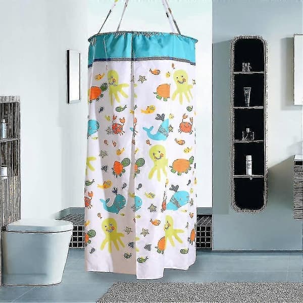 Rundt polyester badeforhæng, hængende, varmeisolerende, tykt, dobbelt lynlås D100 * L200cm—ls