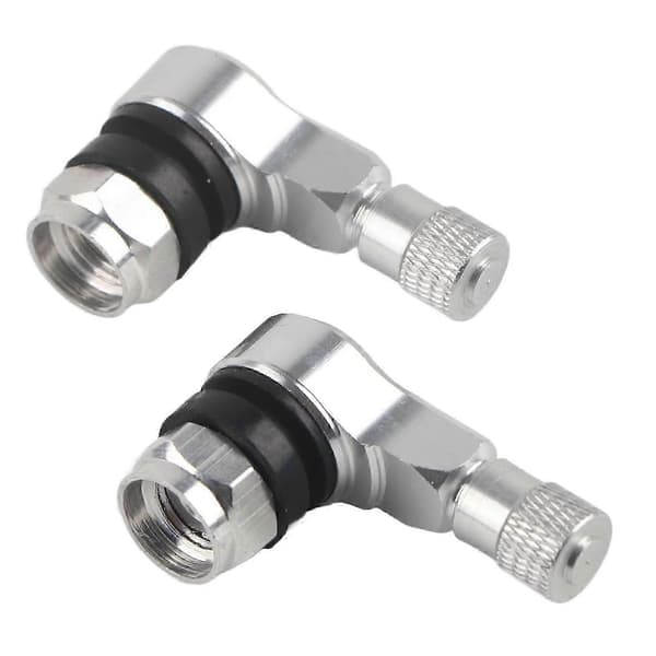 2 stk. 11,3 mm aluminium motorcykel dækventilhætter 90° sølv—ls