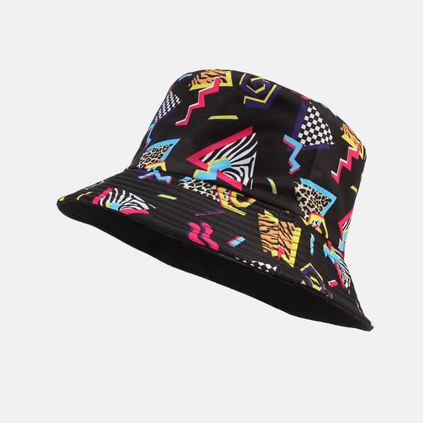 Retro 80'er og 90'er bøllehat til kvinder og mænd - Vendbar, trippy print