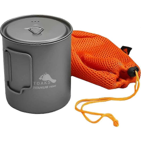 TOAKS Ultralätt Titanium Campingkokkärl med Vikbara Handtag och Lock - 750ml