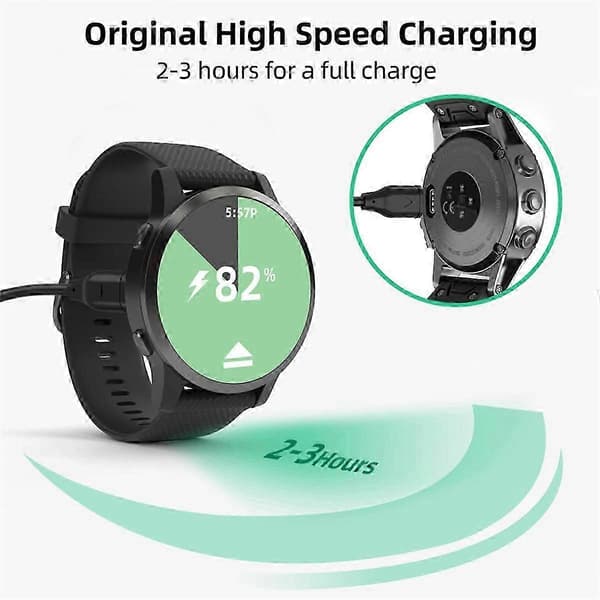 2 stk. USB-C opladerkabel til Garmin Fenix ur, datasynkronisering og opladning – ls
