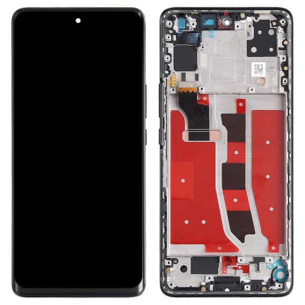 KOMPATIBEL OLED LCD-skærm til Honor V40 Lite Digitizer Komplet samling med ramme Black