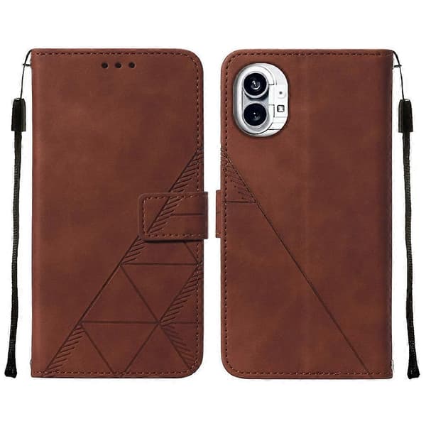 (Ny) Til Nothing Phone 1 3D præget flip-læderetui Brown