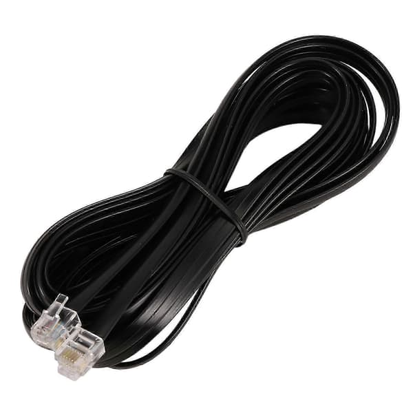6P6C RJ11 Telefonforlænger Fax Modem Kabel Linje 5M Længde Black