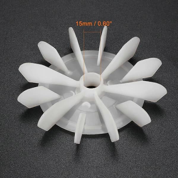 Motorventilatorblad 120mmx15mm D-formet boring Hvid Teknisk Plast med 12 Vinger