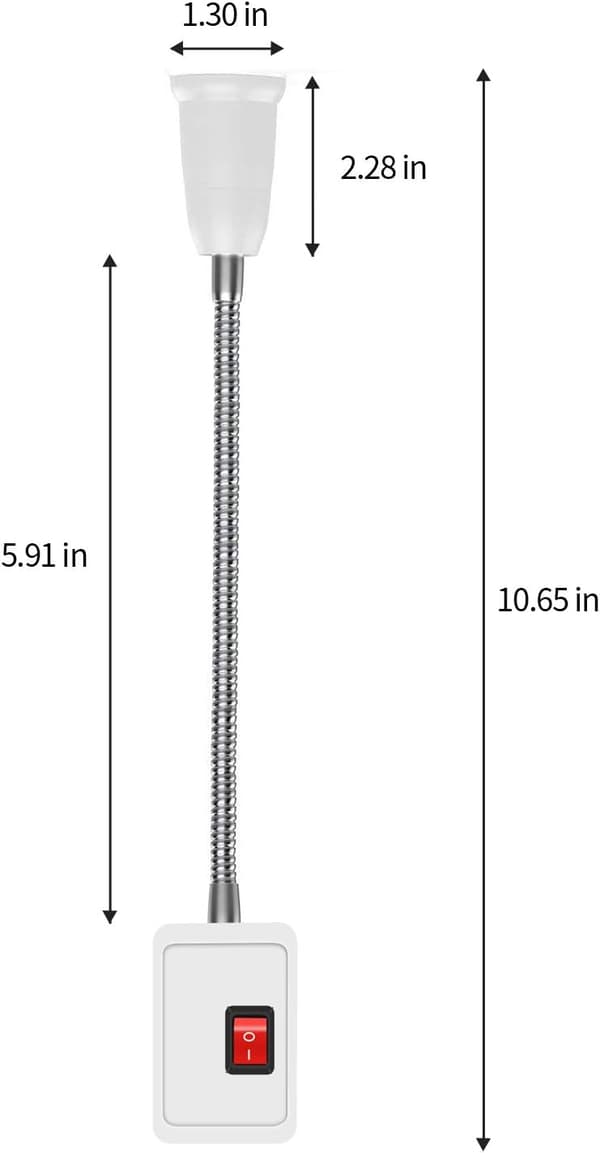 2 stk E27 LED-pæreholder med bryter, lampeholderadapteromformer med 5,9\" fleksibel svanehals og EU-plugg