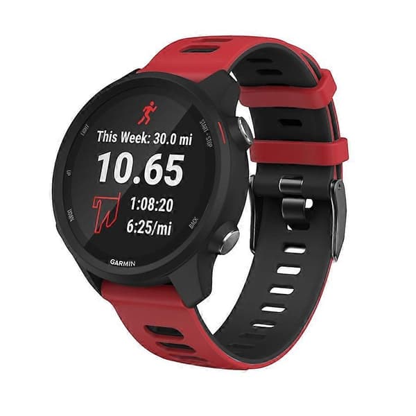22 mm til Garmin Vivoactive 4 / Venu 2 Universal tofarvet silikone urrem (hvid sort) Red Black