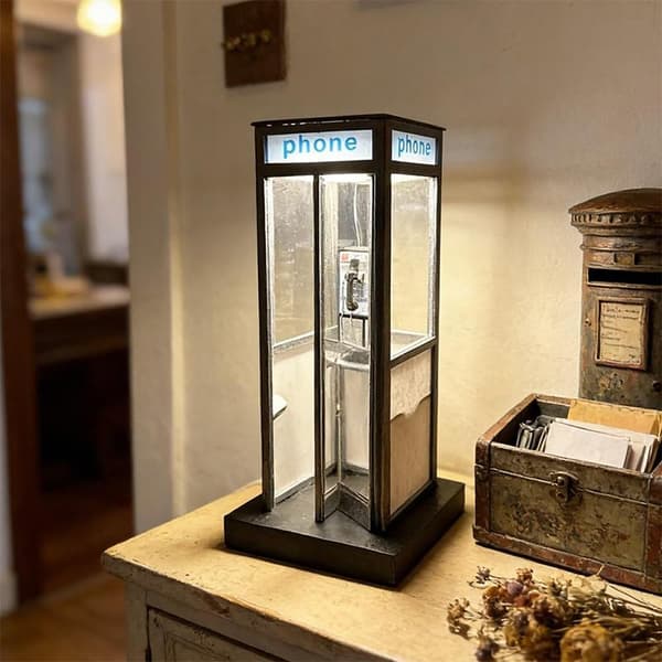 Retro Vintage Hög Telefonkiosk Lampa Clear