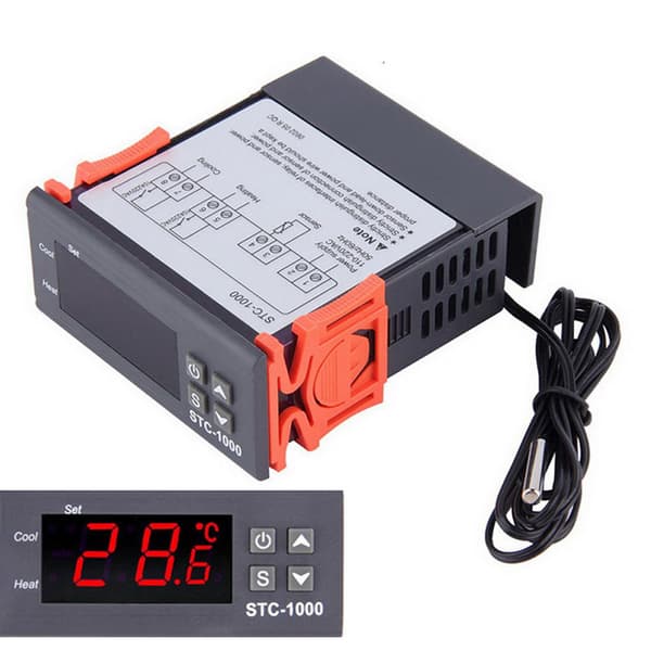 STC-1000 DC 110V-220V 10A Mikrocomputer Digital Display Temperaturregulator Termostat Kontrolkontakt—ls