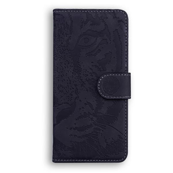 För Nokia C21 Tigerpräglat mönster Horisontellt vikbart läderfodral Black