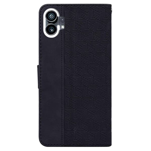 Til Nothing Phone 1 Geometrisk præget flip læder telefoncover Black