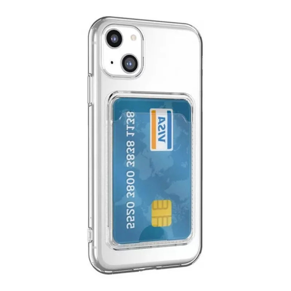 iPhone 15 Plus Shockproof Case with Card Holder - Transparent