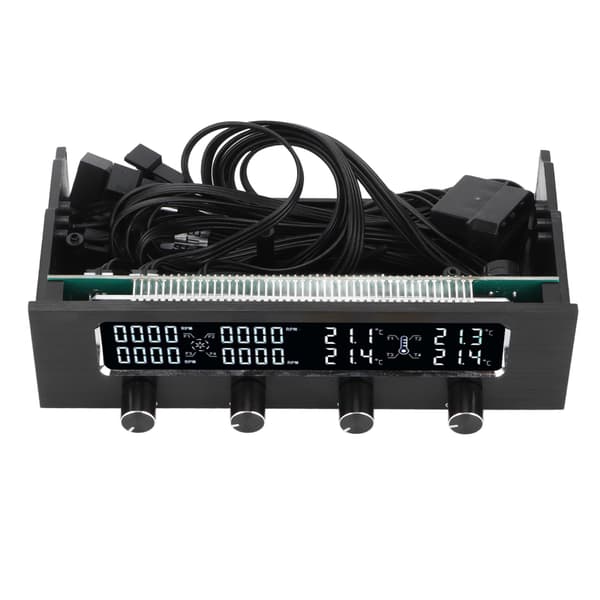 PC Fläktkontroller Justerbar Hastighet LCD-Display Temperaturkontroll med Skruvar Dekaler för Grafikkorts CPU-kylning