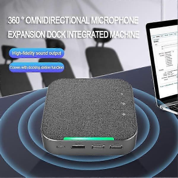 Smart Docking Station Konferencehøjttaler Videokonference Omnidirektionel Mikrofonhub kompatibel med PC Bærbar Computer[ls] Gray
