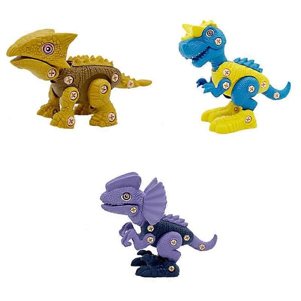 3 stk Barnas DIY demontering dinosaurleke elektrisk drill skruemontering dinosaur