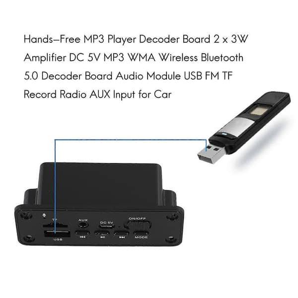 Håndfri Mp3-afspiller Dekoderkort 2 X 3w Forstærker Dc 5v Mp3 Wma Trådløs Bluetooth 5.0 Dekoder B—ls