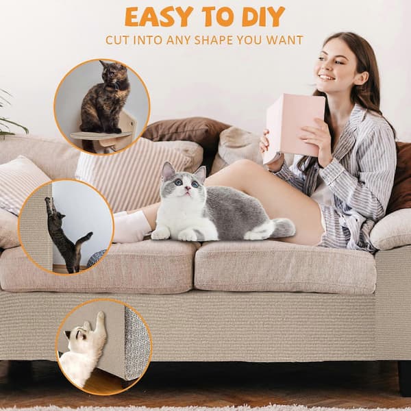 Kradsemåtte til katte Møbelbeskyttelse, DIY Selvklæbende Kradsemåtte til Katte, Anti-ridsebeskyttelse til Sofa, Væg Mørkegrå_max Dark Gray