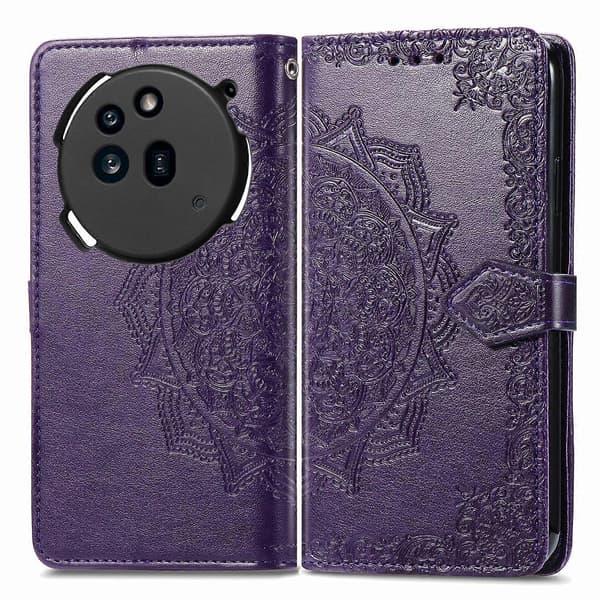 Mandala Blompräglat Läderfodral till Telefon Purple For Nothing Phone 3a Pro