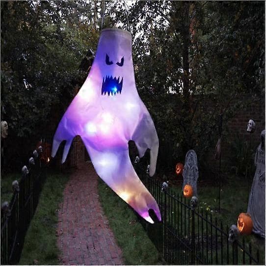 Lysende heksehat LED-lys hængende spøgelse dekorative rekvisitter temalys udendørs hængende dekorationer Ghost