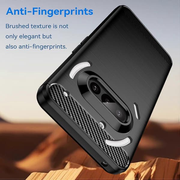 För Nothing Phone 3a kolfiberborstad textur TPU-telefonfodral Black
